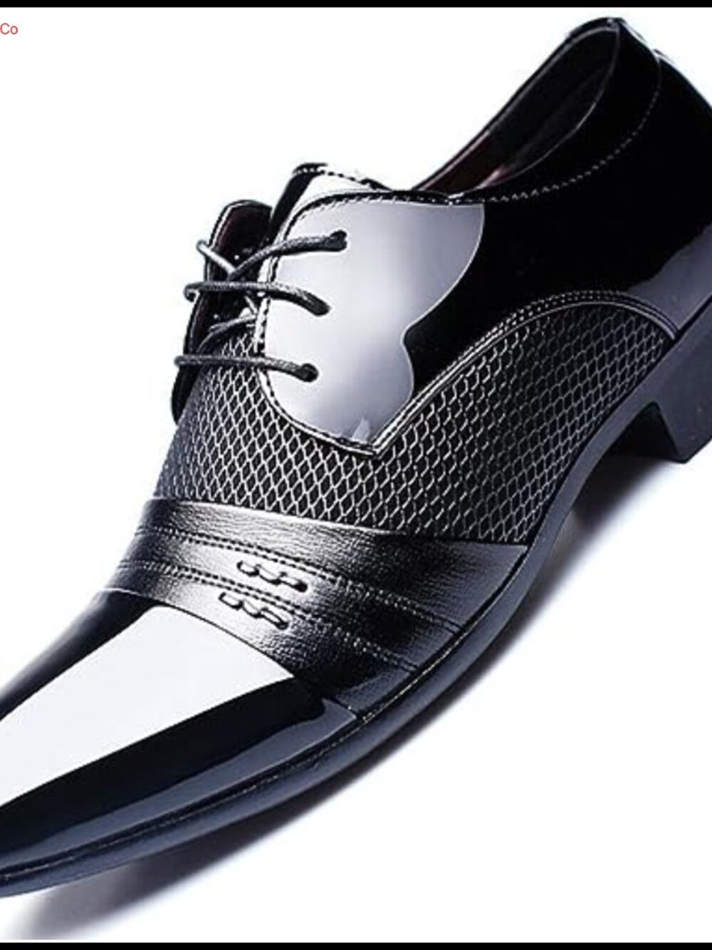 Men's Patent Leather Oxford Dress Shoes Lace-Up Business Formal Breathable